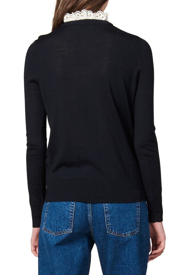 Colane Eyelet Detail Wool Blend Sweater, Alternate, color, NAVY