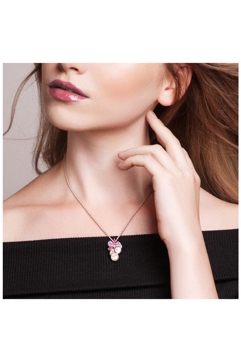 7-9mm Cultured Freshwater Pearl Pendant Necklace, Alternate, color, PINK MULTI