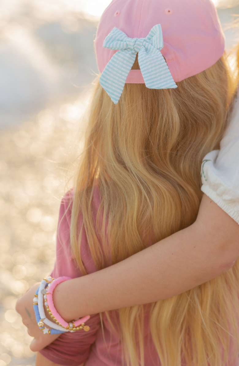 Bits & Bows Mermaid Twill Bow Baseball Hat, Alternate, color, Pink