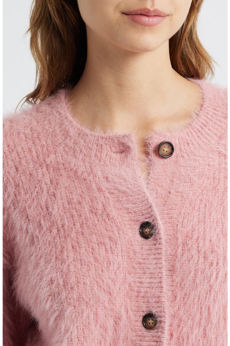Melo Brushed Cardigan, Alternate, color, HEATHER PINK