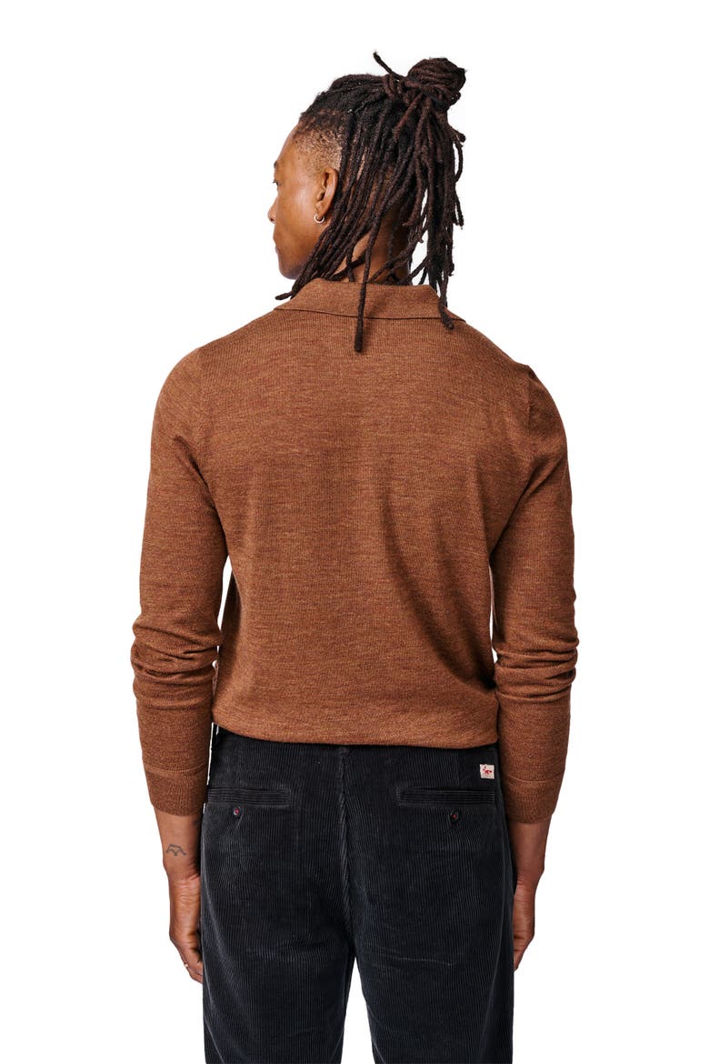 Chapel Merino Long Sleeve Polo, Alternate, color, Rust