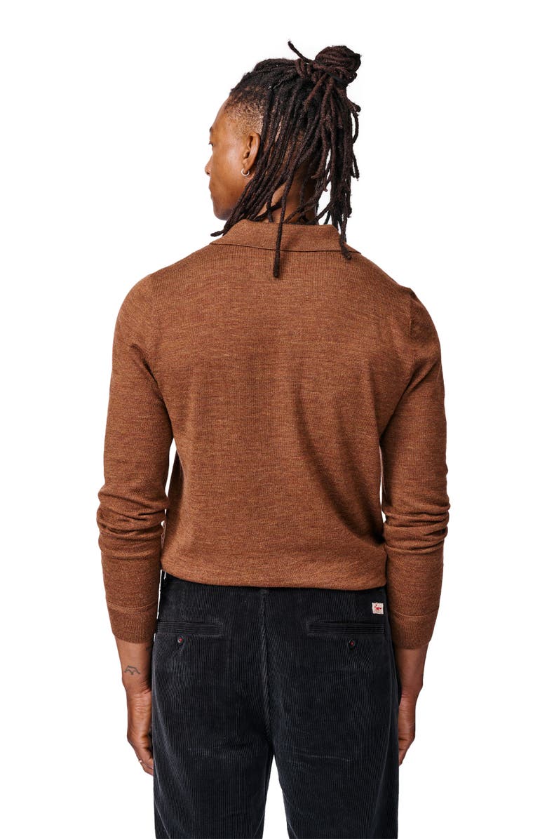 Aubin Chapel Merino Long Sleeve Polo, Alternate, color, Rust