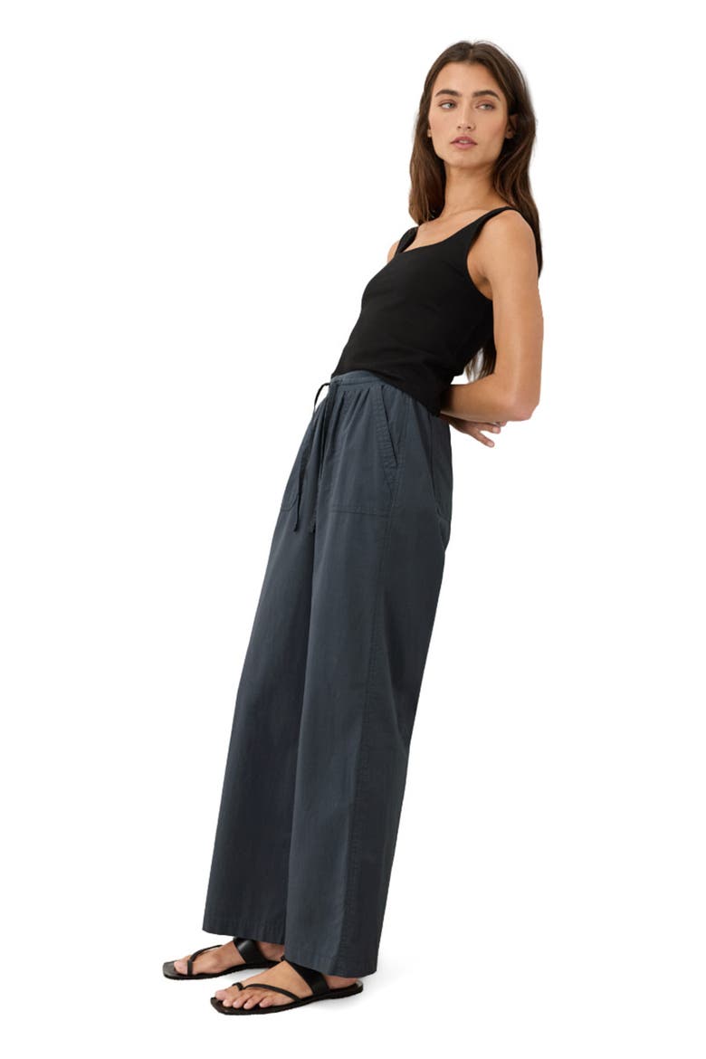 Organic Cotton Stretch Poplin Wide Leg Pant, Alternate, color, Steel Blue
