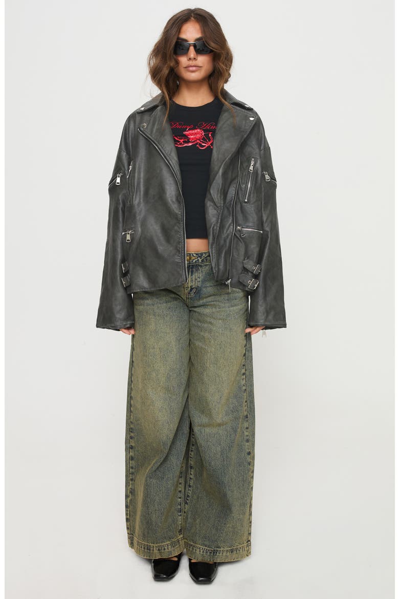 Magnets Faux Leather Jacket, Alternate, color, WASHED CHARCOAL