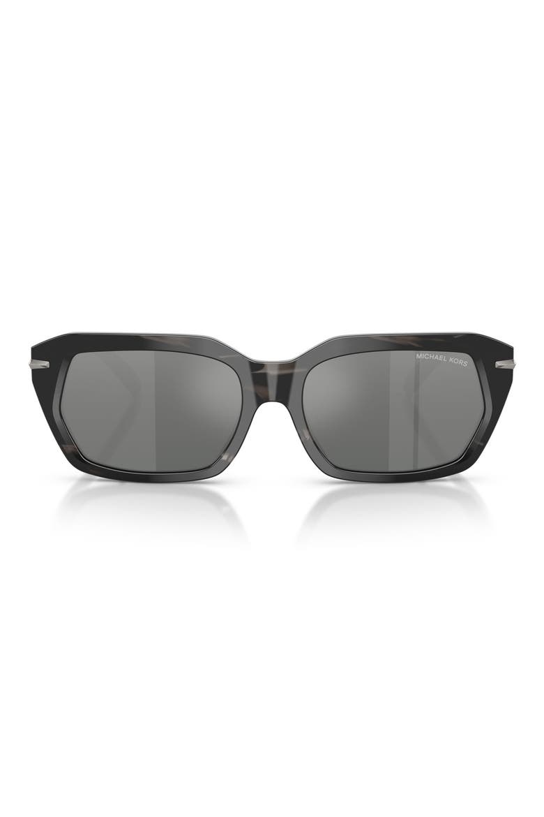 Lake Tahoe 54mm Mirrored Rectangular Sunglasses, Main, color, BLACK HORN / BLACK MIRROR