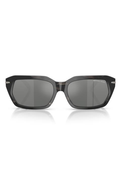 Lake Tahoe 57mm Mirrored Rectangular Sunglasses