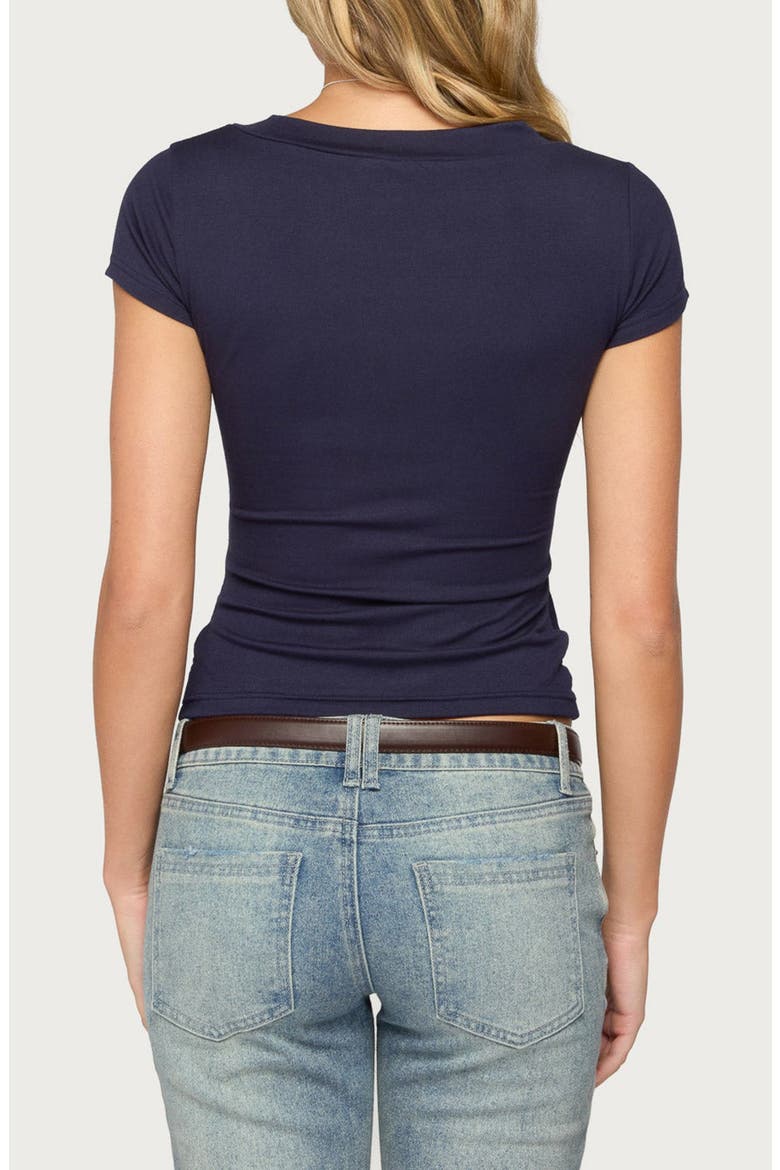 Iria V Neck Wrapped T Shirt, Alternate, color, NAVY