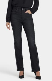 NYDJ Marilyn Sequin Side Stripe High Waist Straight Leg