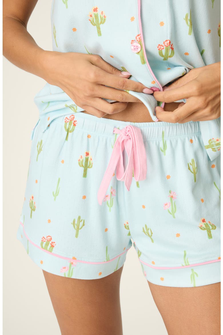 Feelin Prickly Short Pajamas, Alternate, color, TINTED AQUA