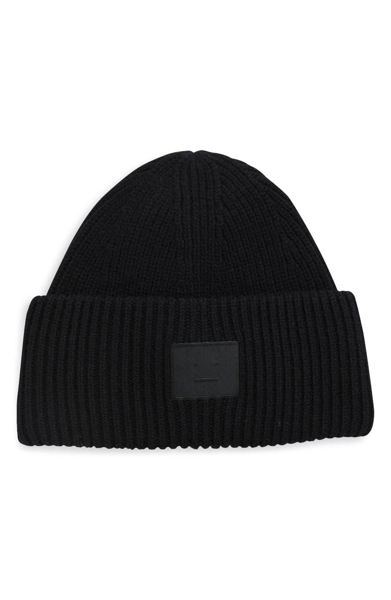 Acne Studios Pana Face Wool & Yak Hair Beanie, Main, color, Black
