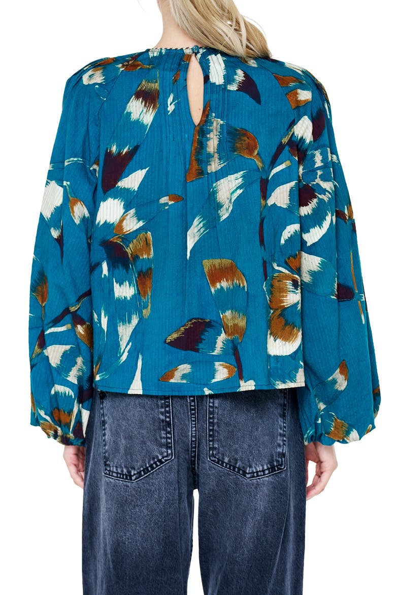 Faye Balloon Sleeve Pleated Top, Alternate, color, TEAL