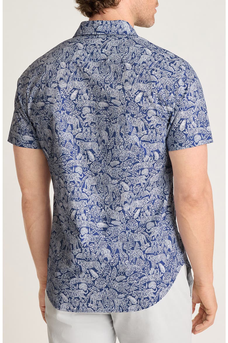 Riviera Short Sleeve Shirt, Alternate, color, NAVY TIGERS