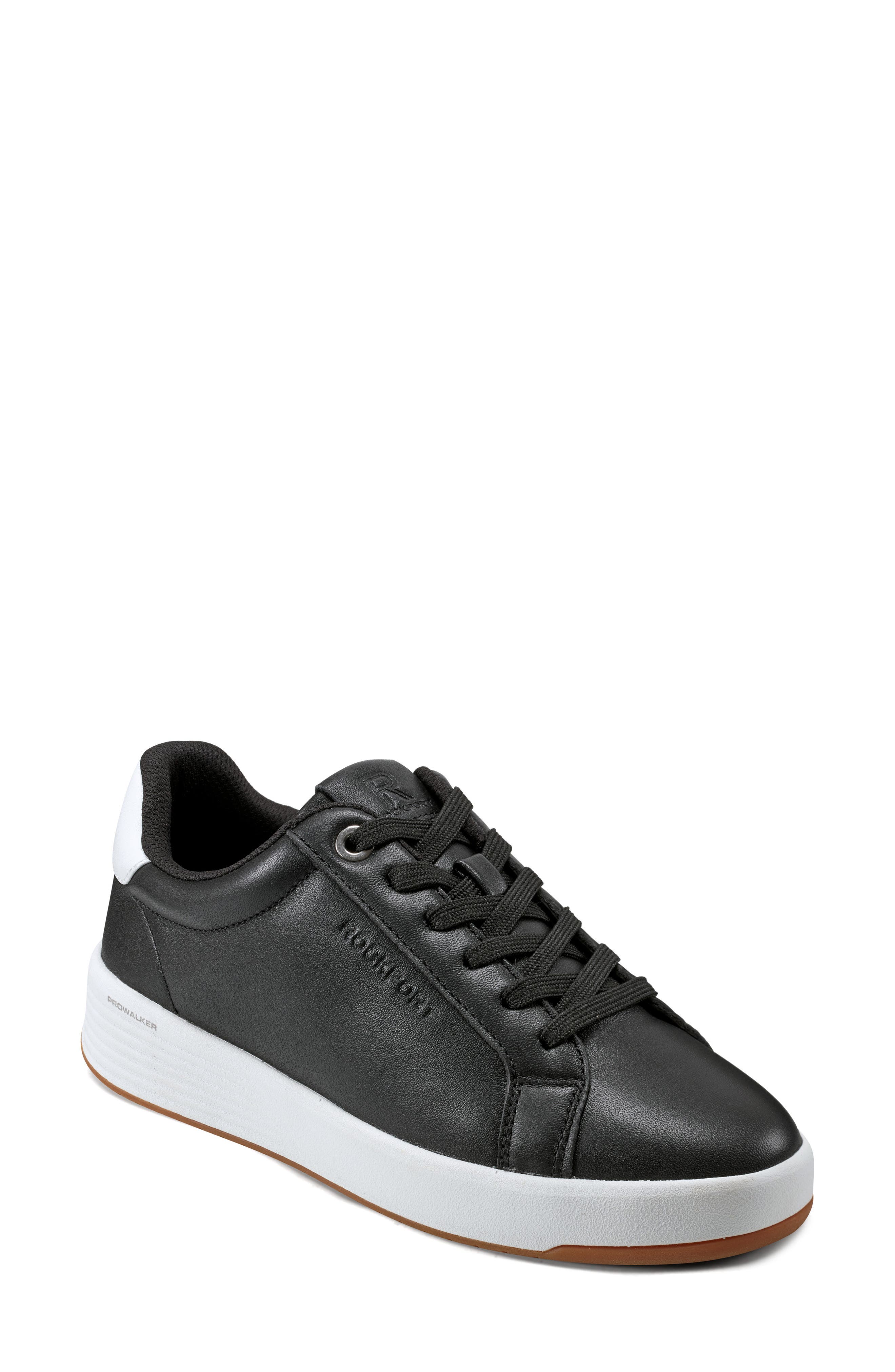 Rockport Elara Leather Sneaker, Main, color, Black