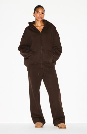 Boxy Zip-Up Fleece Hoodie