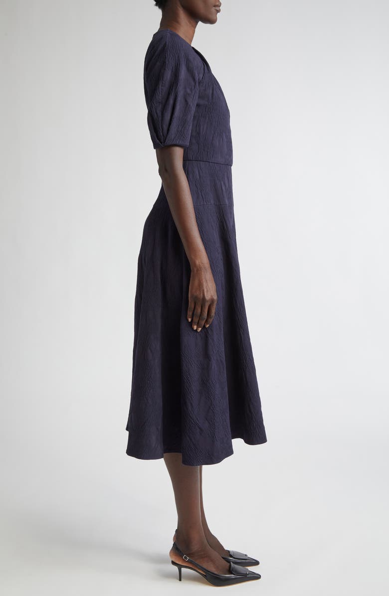 Erdem Floral Jacquard Short Sleeve Midi Dress, Alternate, color, Midnight Blue