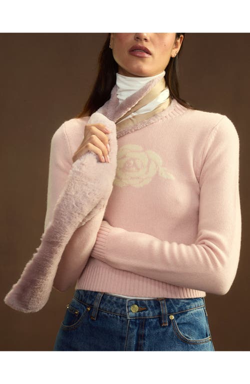 Cynthia Rowley Out East Faux Fur Silk Scarf In Blush
