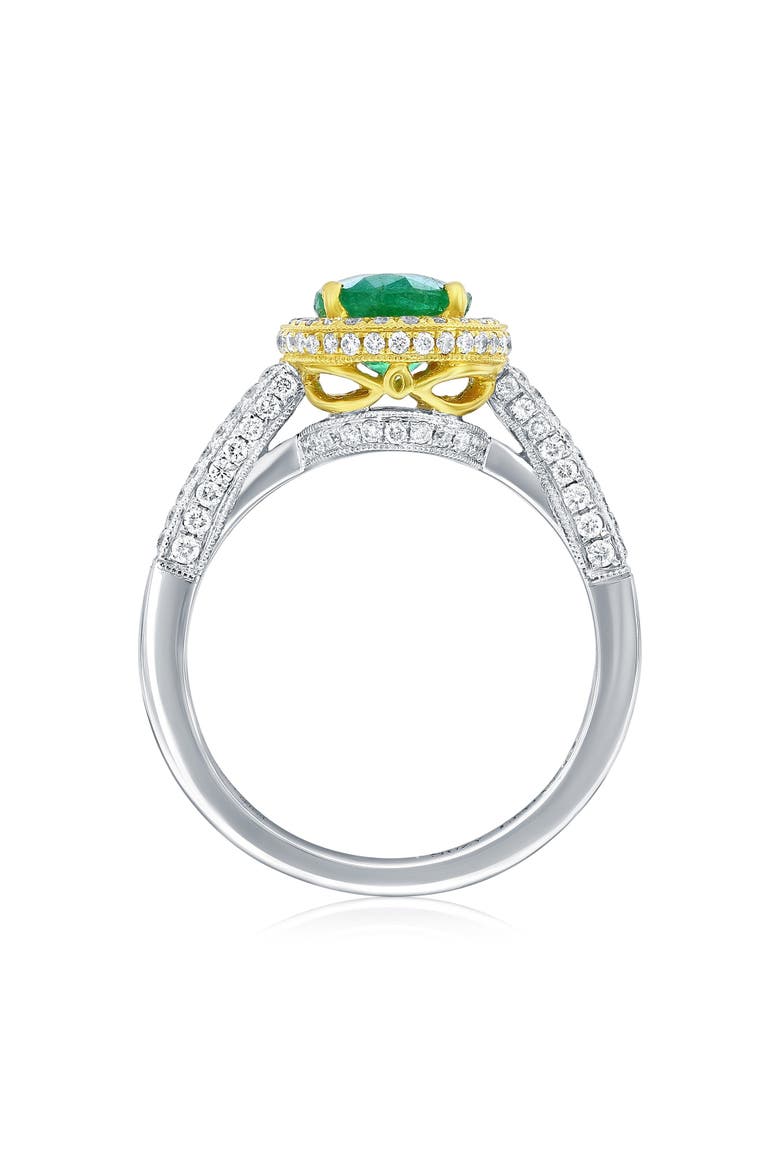 18K Gold Emerald & Diamond Ring, Alternate, color, Green