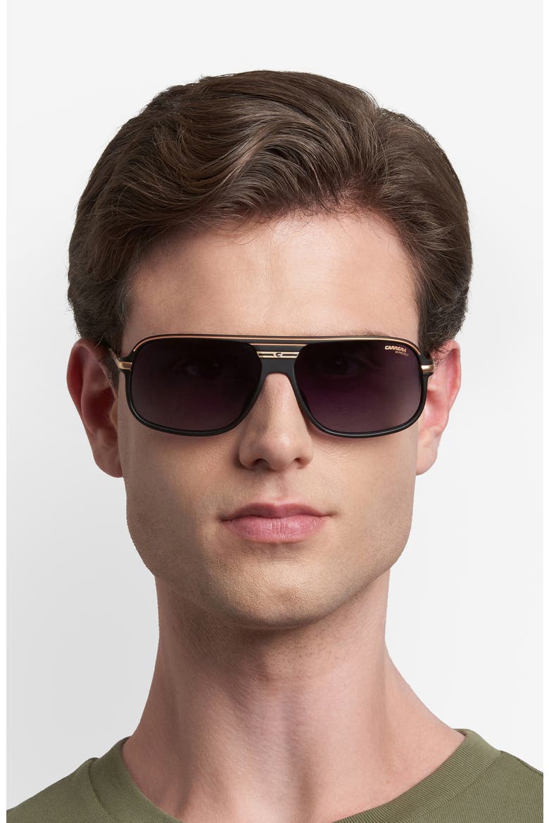 C Sport 62mm Oversize Rectangular Sunglasses, Alternate, color, MATTE BLACK GOLD/ DARK GREY SF