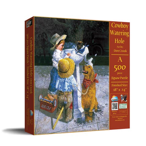 Cowboy Watering Hole 500 piece Jigsaw Puzzle for Adults