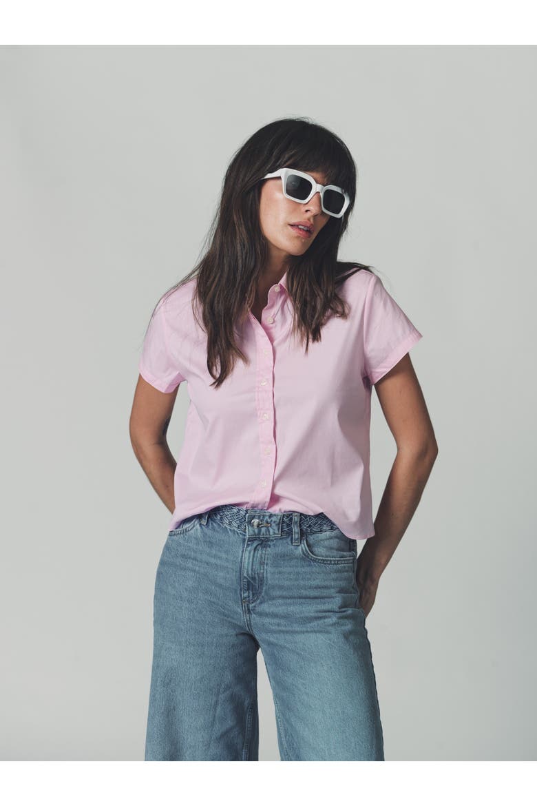 The Boxy Short Sleeve Cropped Shirt, Alternate, color, Light Pink
