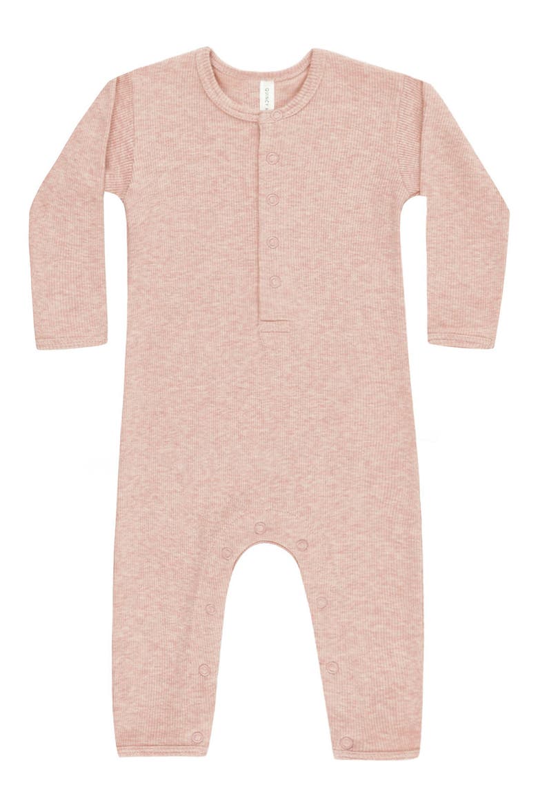 Rib Stretch Organic Cotton Blend Romper, Main, color, ROSE