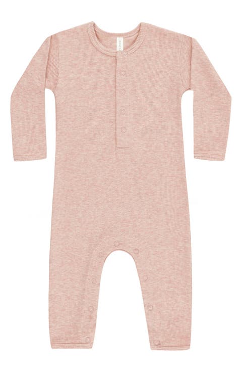 Rib Stretch Organic Cotton Blend Romper (Baby)