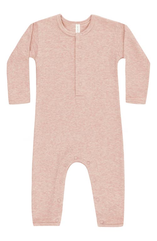 Quincy Mae Babies' Rib Stretch Organic Cotton Blend Romper In Pink