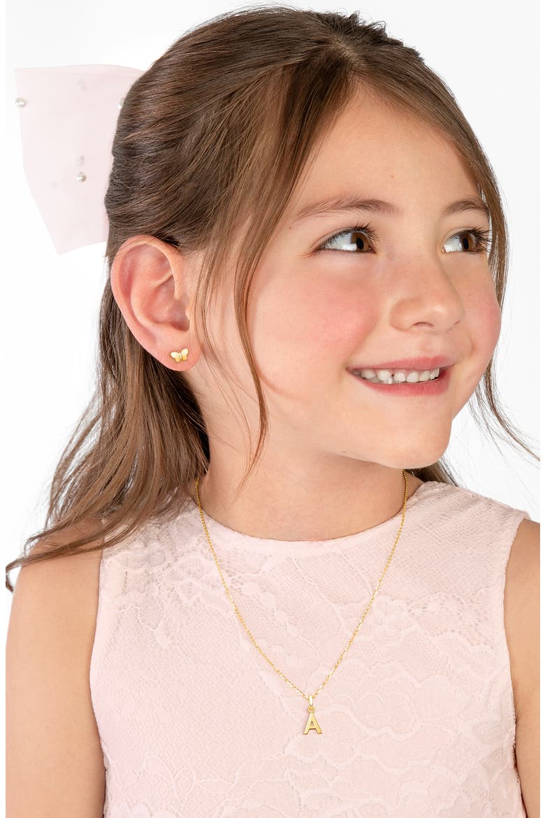 14K Gold Little Butterfly Studs Screw Back Earrings, Alternate, color, 14K Yellow Gold
