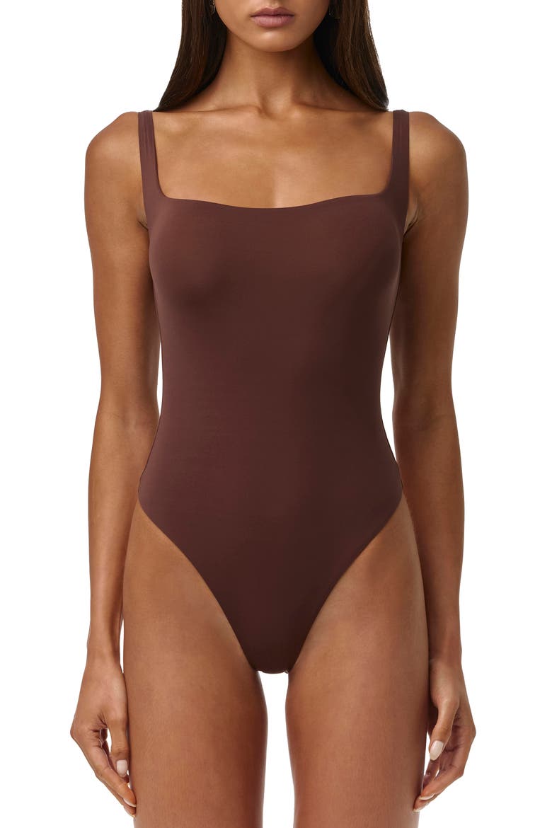Scoop Neck Tank Bodysuit, Main, color, CHOCOLATE