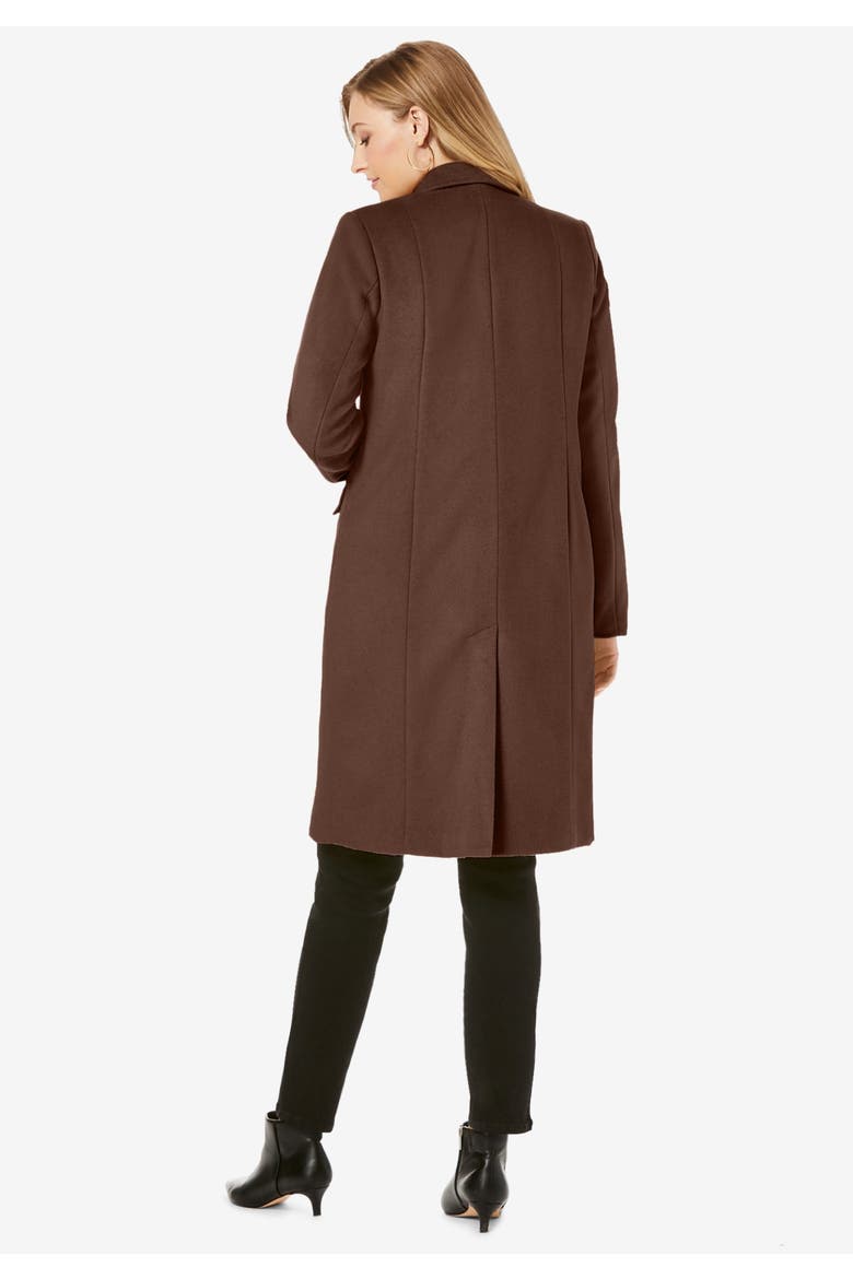 Notch Collar Wool Coat, Alternate, color, BLACK
