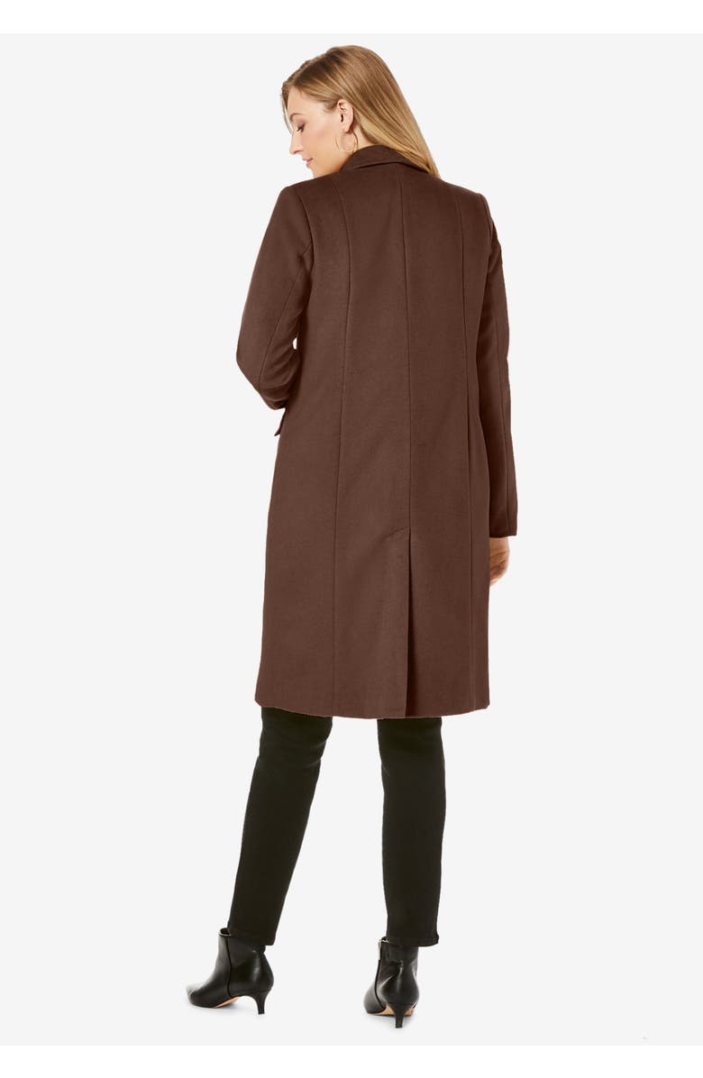 Jessica London Notch Collar Wool Coat, Alternate, color, Black