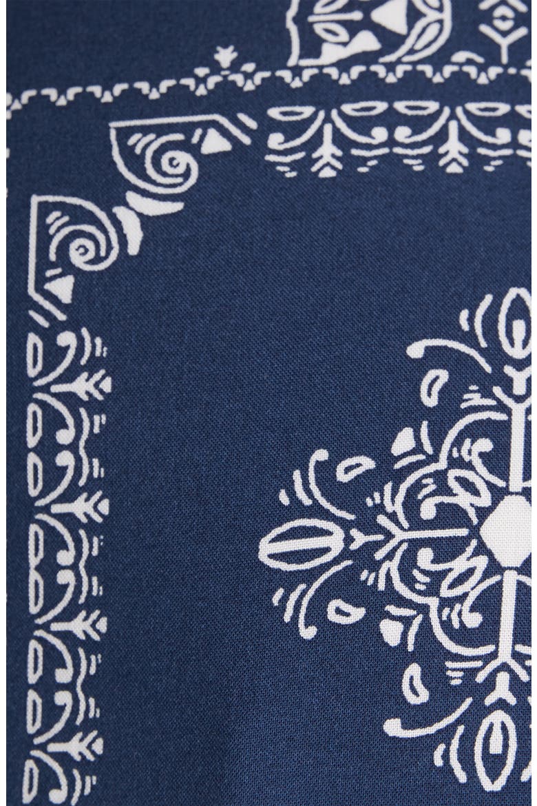 Bandana Print Short Sleeve Button-Up Shirt, Alternate, color, MARINE