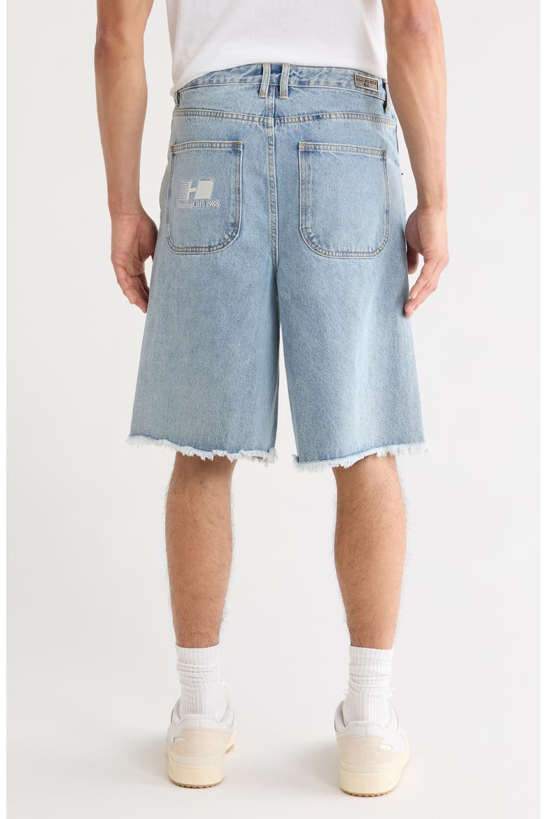 Fray Hem Denim Bermuda Shorts, Alternate, color, INDIGO