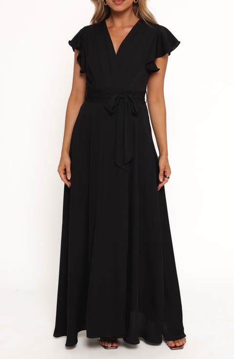 Maverick Flutter Sleeve Wrap Front Maxi Dress