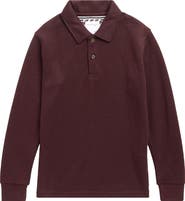 DENIM AND FLOWER Kids' Textured Long Sleeve Polo