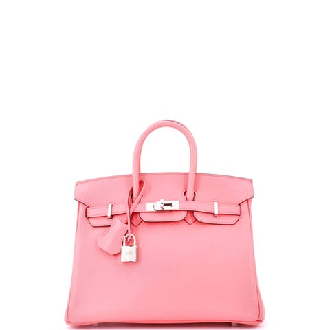 Birkin Handbag Pink Swift with Palladium Hardware 25