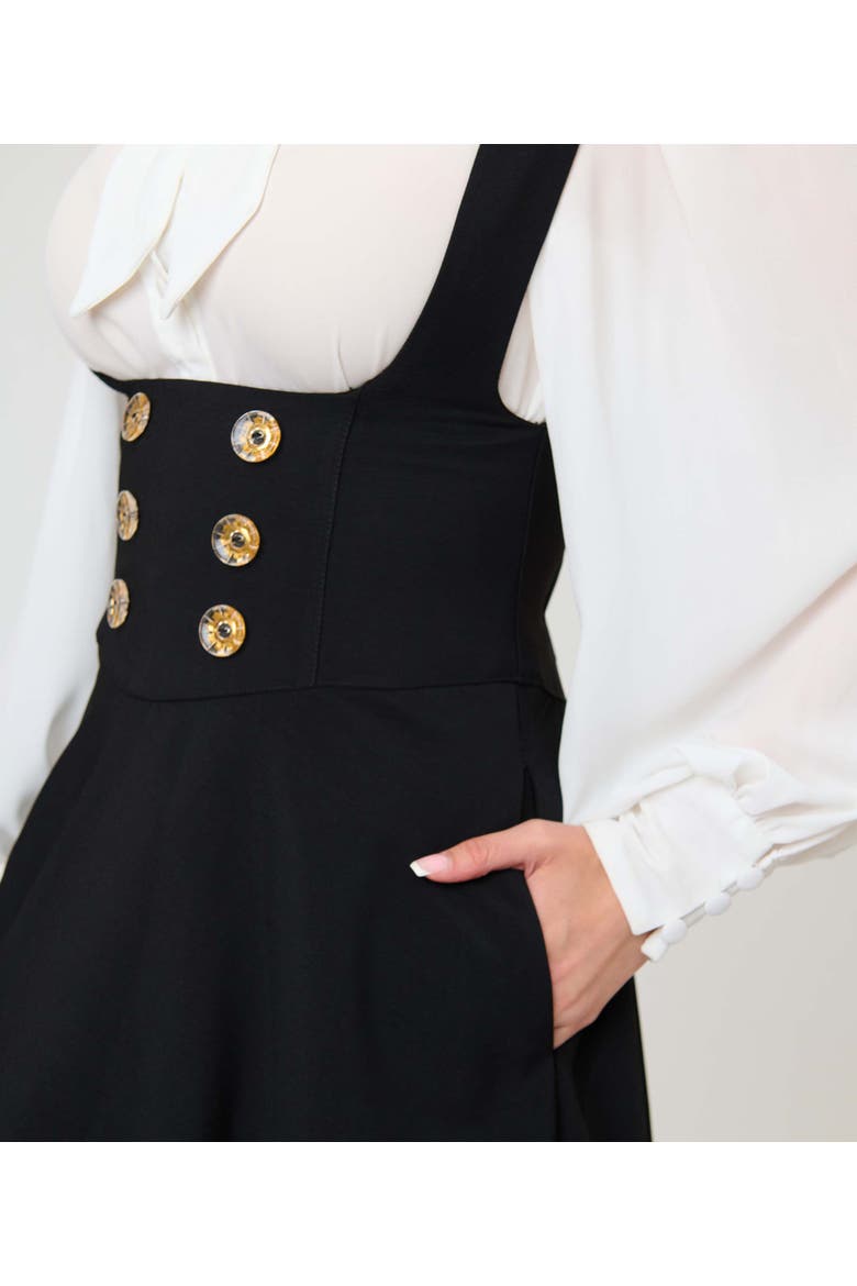Corset Pinafore Skirt, Alternate, color, Black Solid