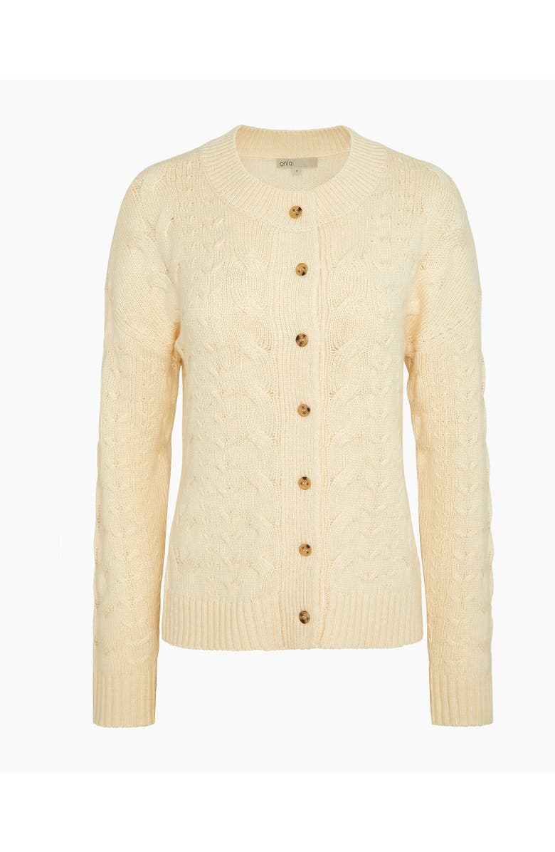 Onia Fitted Cable Knit Cardigan, Alternate, color, Natural Melange