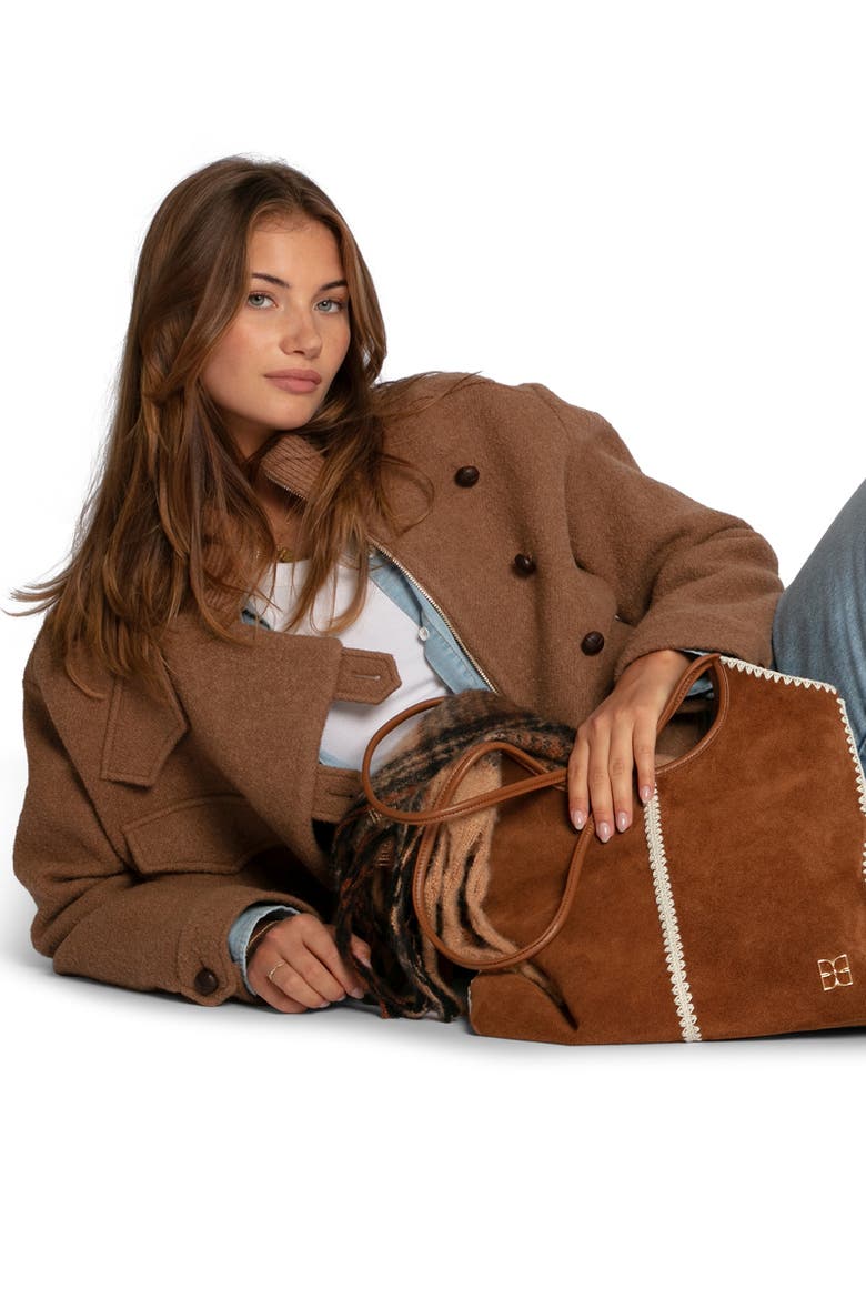Crystal Skies Cropped Wool Rib Jacket, Alternate, color, Brown