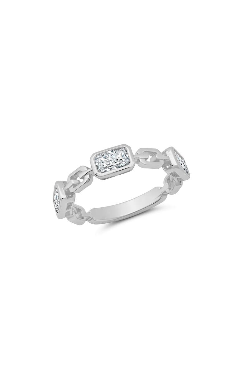 Crislu Radiant Link Ring, Main, color, Pure Platinum/ Clear Stone