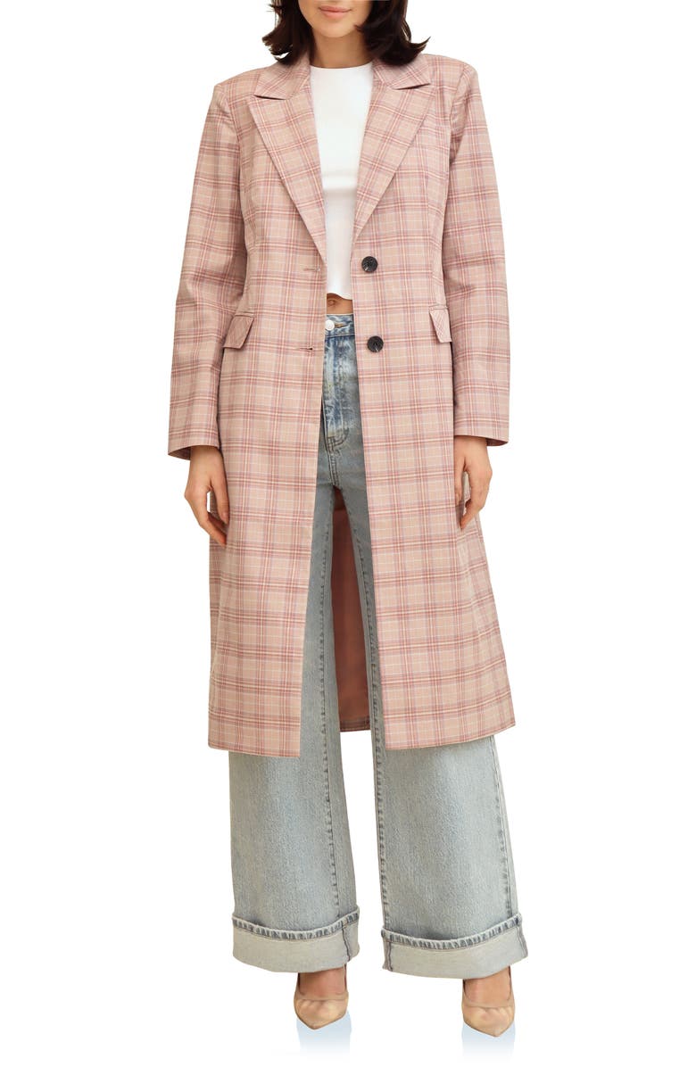 Avec Les Filles Plaid Martingale Coat, Main, color, Pink Plaid