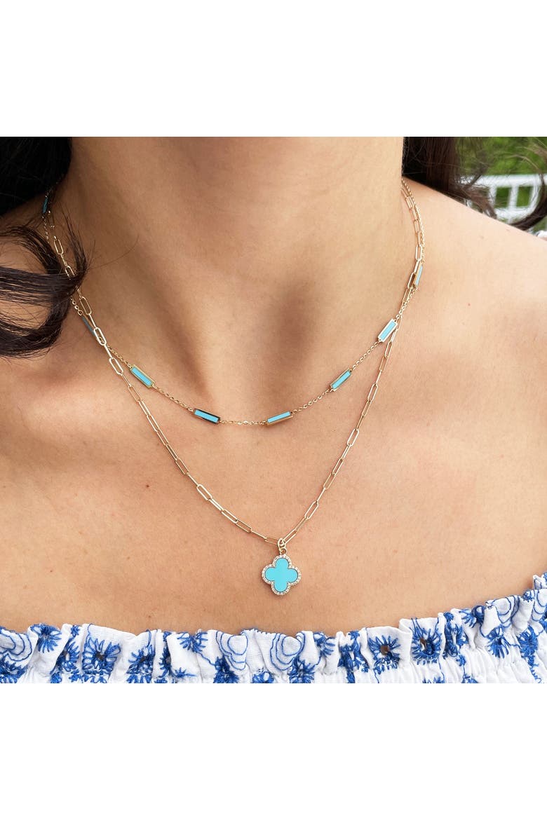 Turquoise Diamond Clover Charm, Alternate, color, Turquoise