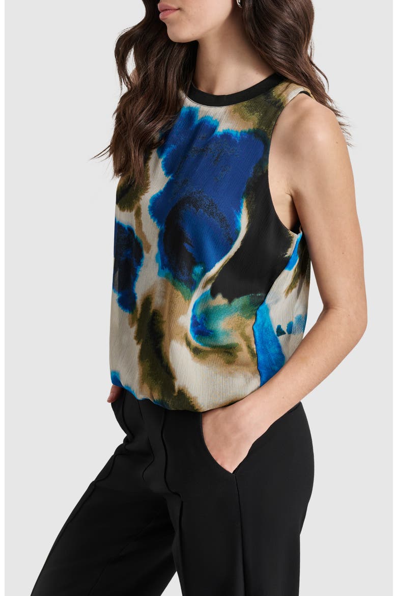 Bubble Hem Sleeveless Chiffon Top, Alternate, color, INK SWIRL
