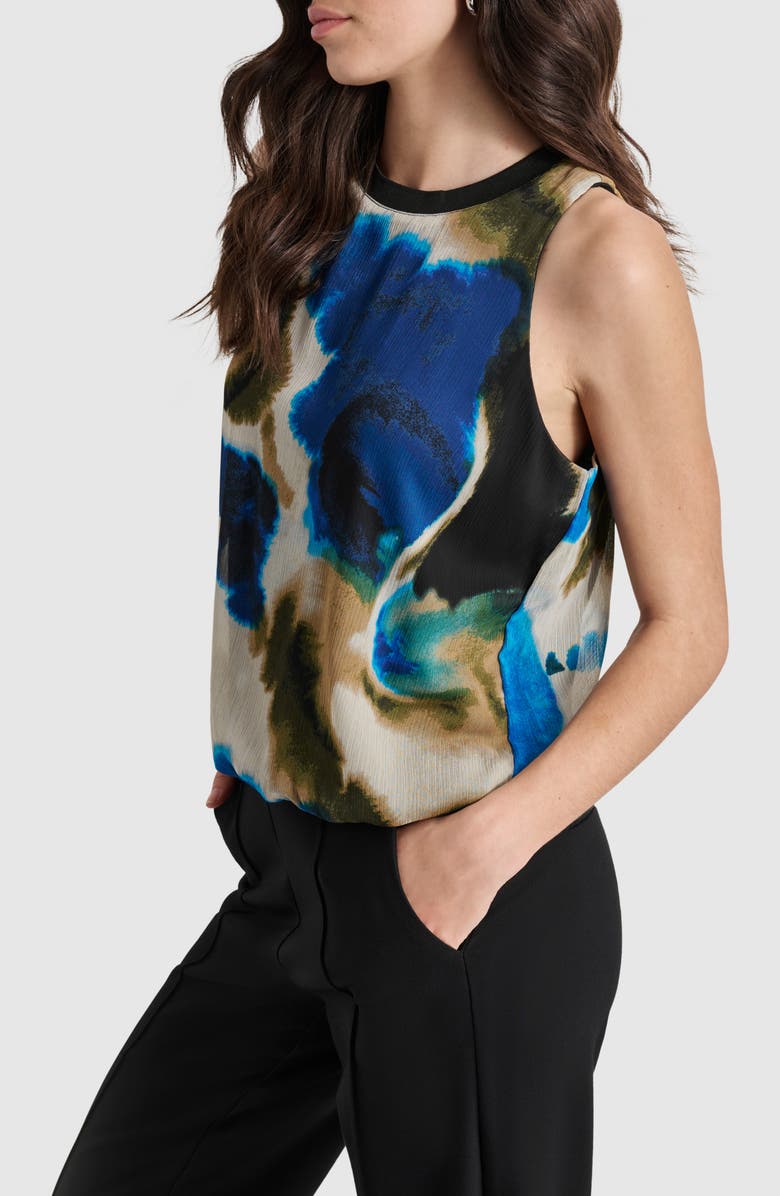 DKNY Bubble Hem Sleeveless Chiffon Top, Alternate, color, Ink Swirl