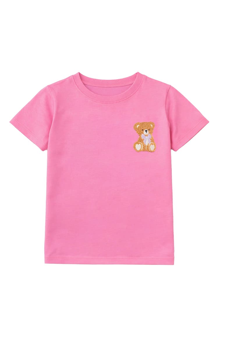 Teddy Embroidery Short Sleeve Tee, Main, color, Fuschia