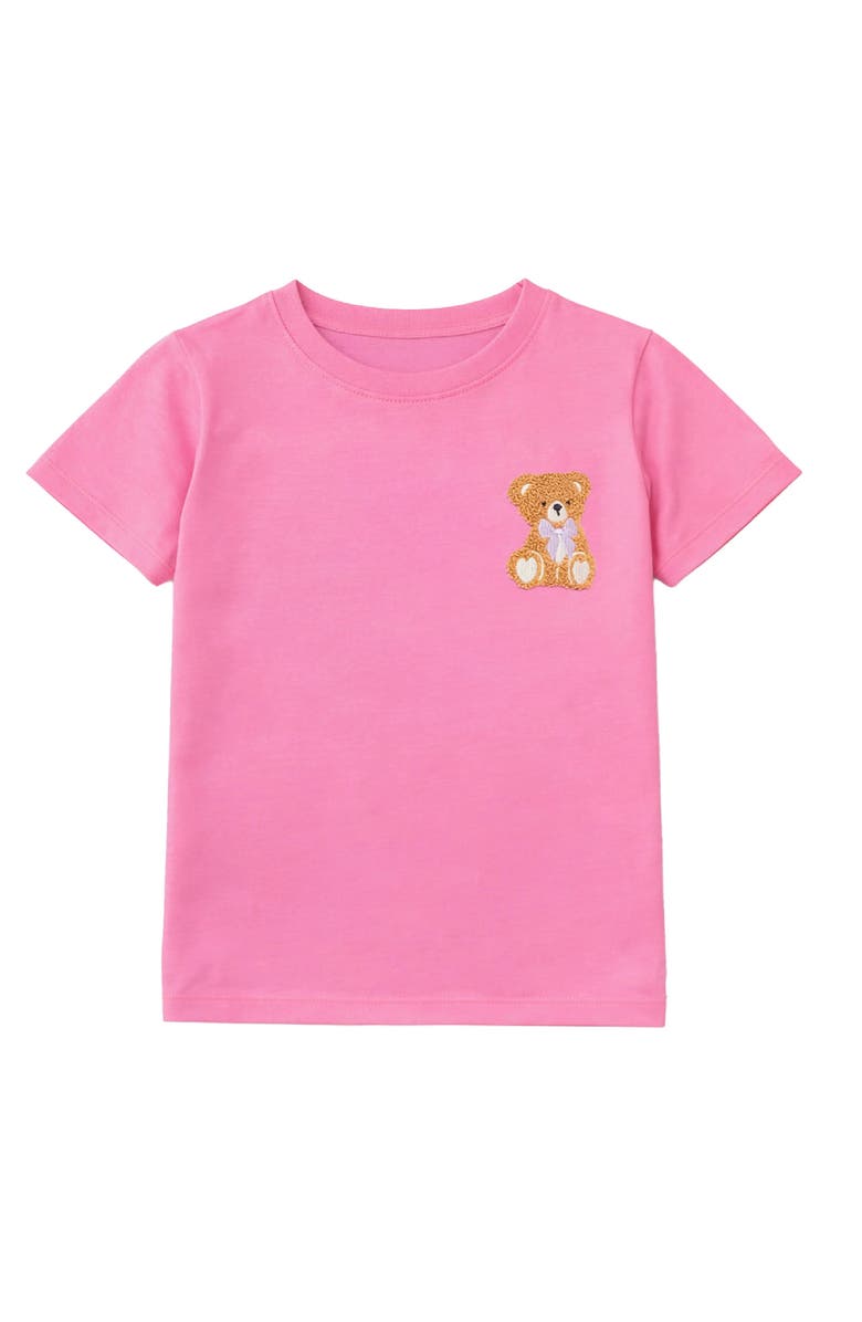 Preppy Goose Teddy Embroidery Short Sleeve Tee, Main, color, Fuschia