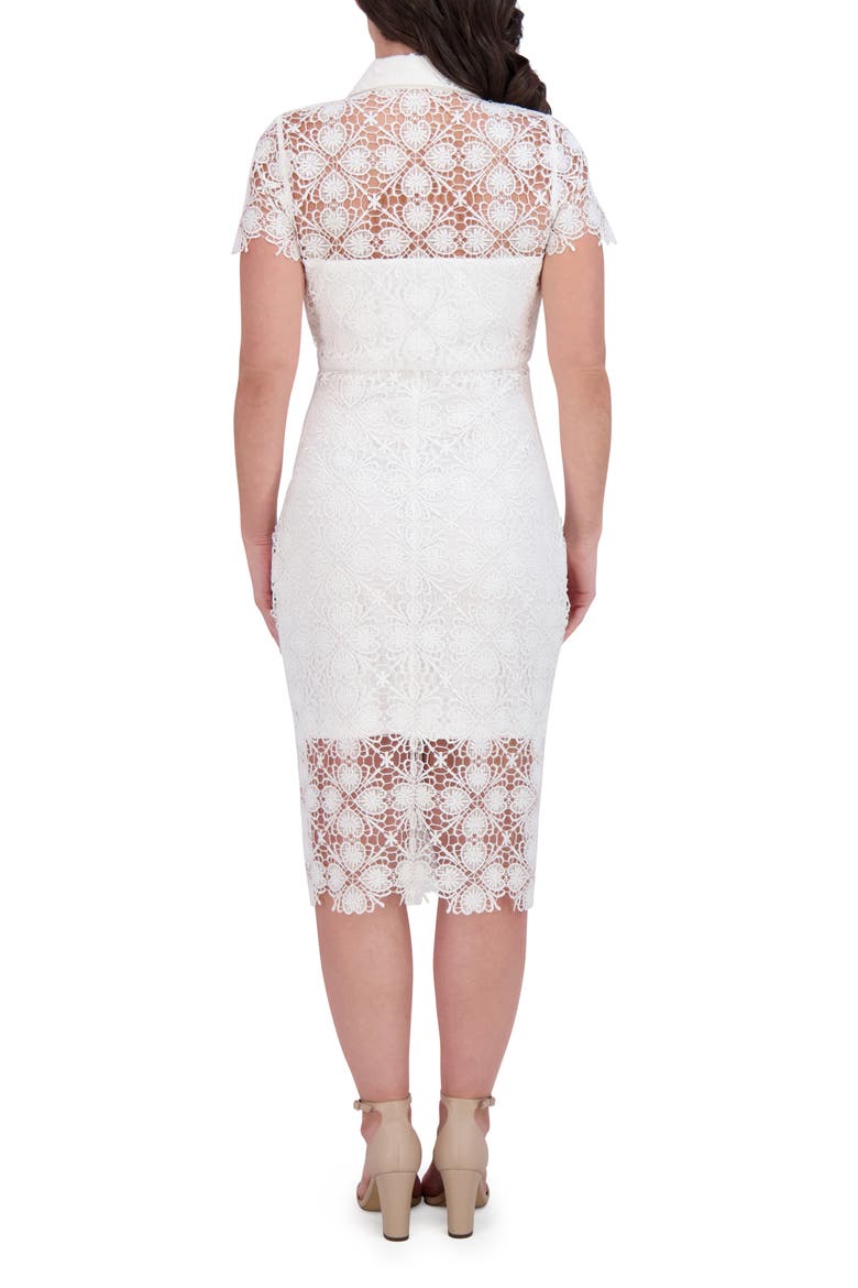 Floral Lace Short Sleeve Dress, Alternate, color, WHITE