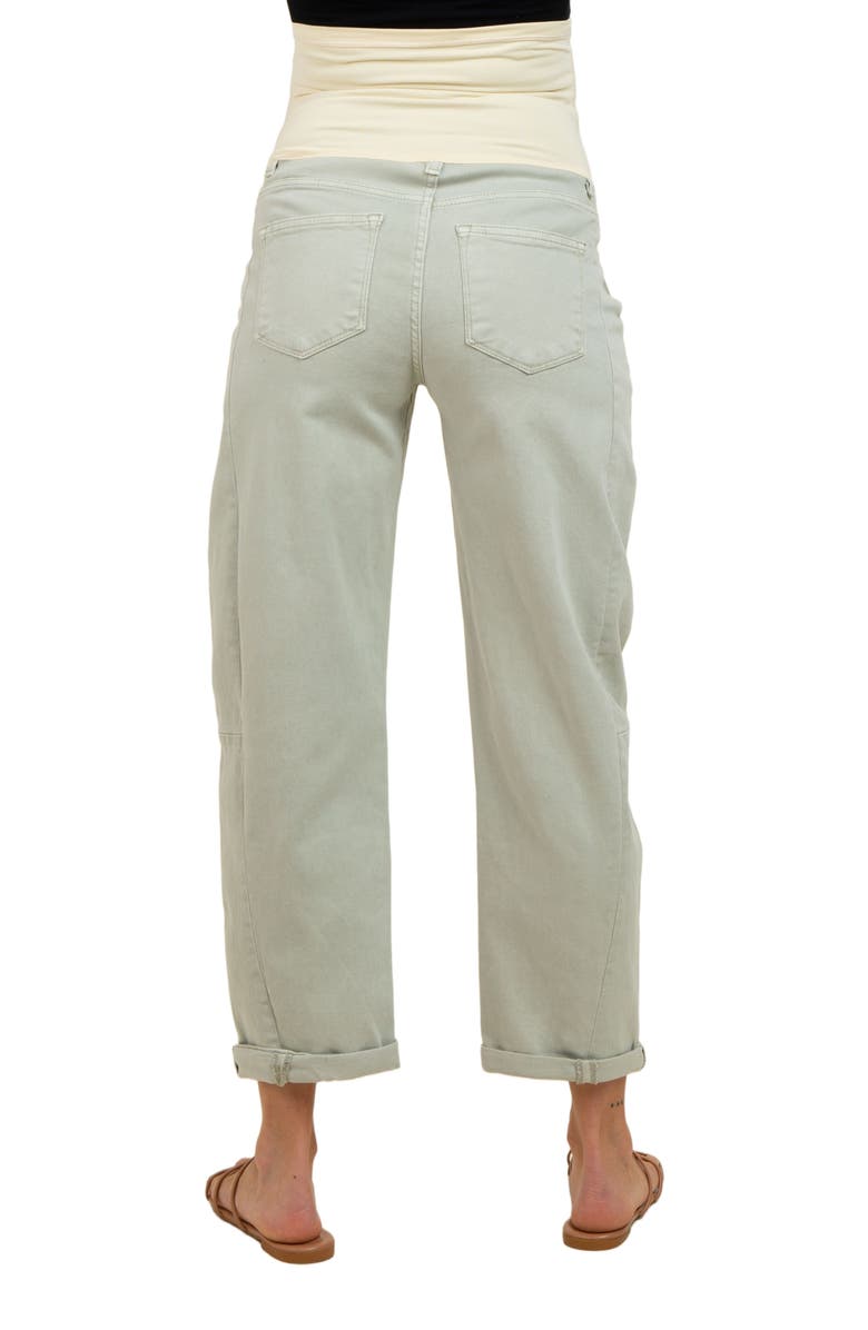 PinkBlush Rolled Cuff Barrel Leg Maternity Jeans, Alternate, color, Light Olive