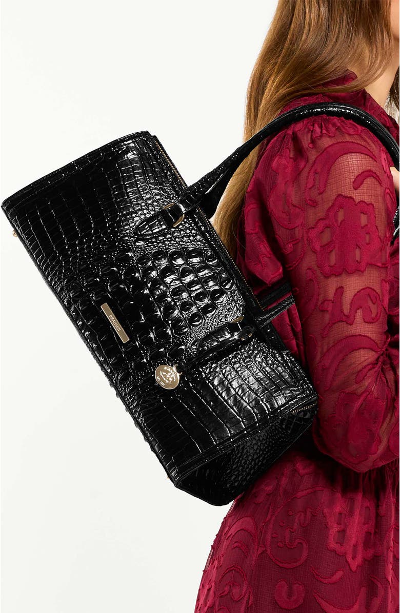 Brahmin Sophia Croc Embossed Leather Satchel, Alternate, color,