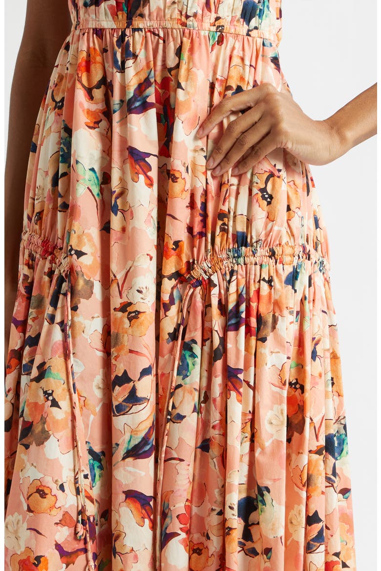 Vidri Floral Tiered Cotton Dress, Alternate, color, CAMELLIA